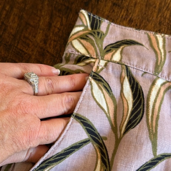 Tahari | Linen Botanical Wide Leg Palazzo Pants, Size XL - Picture 4 of 8